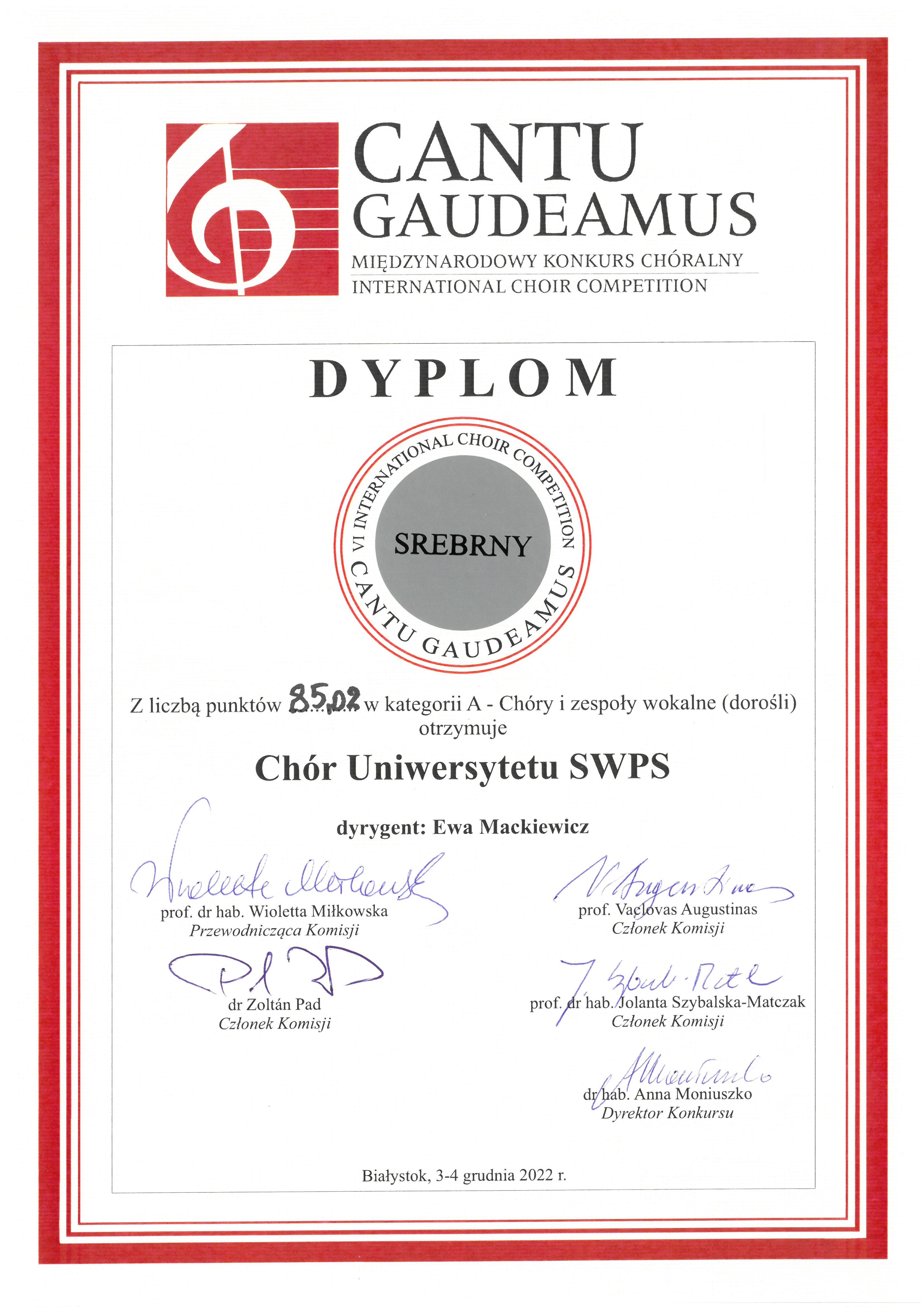 Dyplom Cantu Gaudeamus