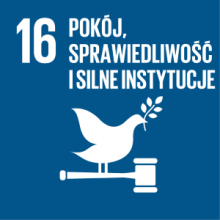 Pokój, sprawiedliwość i silne instytucje ikona szesnastego celu zrównoważonego rozwoju