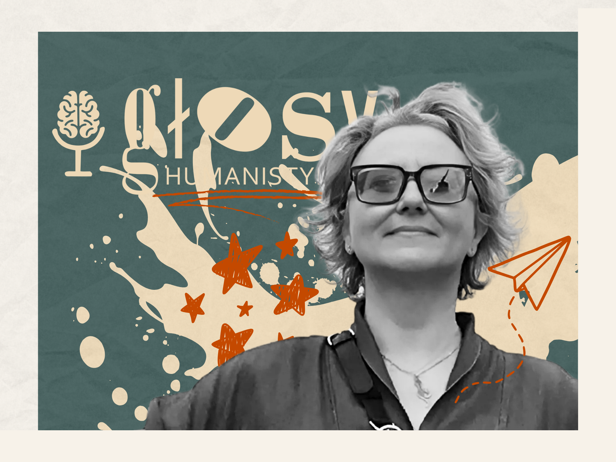 Grażyna Piechota i logo „Głosów Humanistyki”
