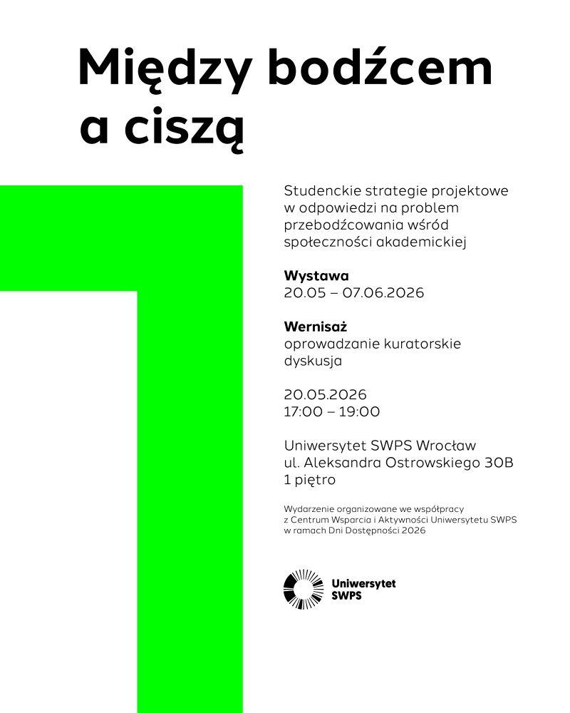 Plakat promujący wystawę „Między bodźcem a ciszą”