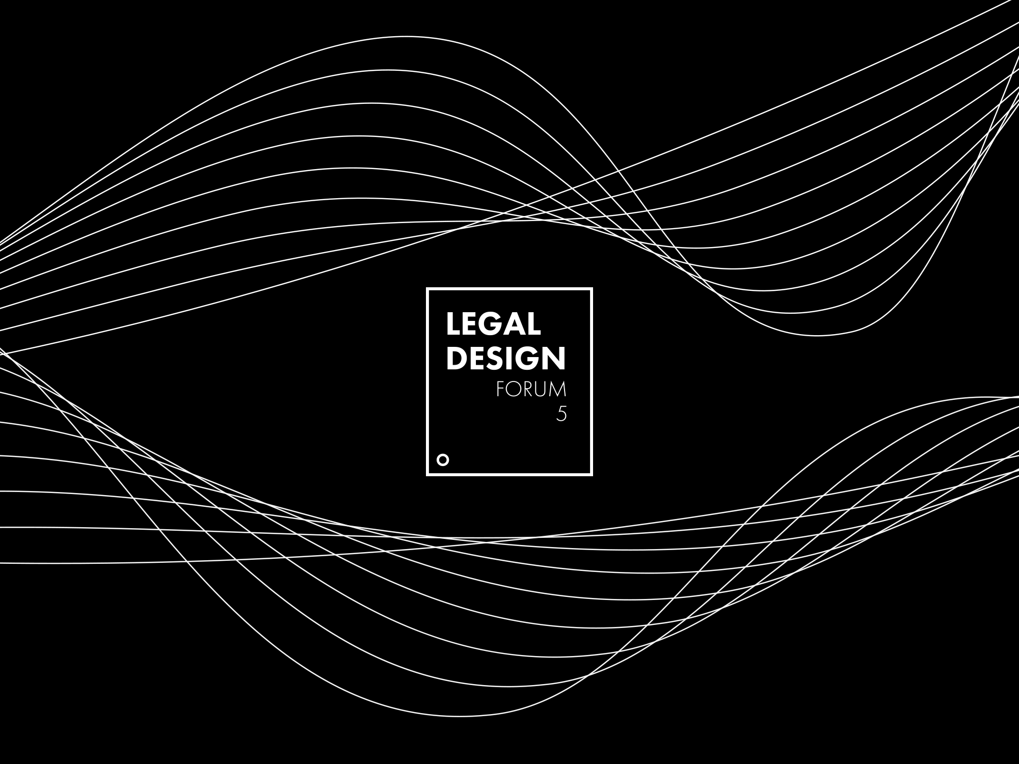 Abstrakcyjna grafika z napisem: „LEGAL DESIGN FORUM 5”